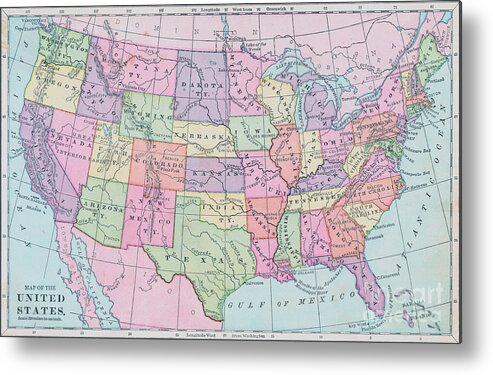Lifestyles Metal Print featuring the photograph Map Of The United States Of America by Bettmann