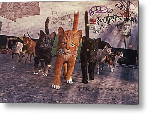 Cats Metal Print featuring the digital art March of the Mau by Robert Hazelton