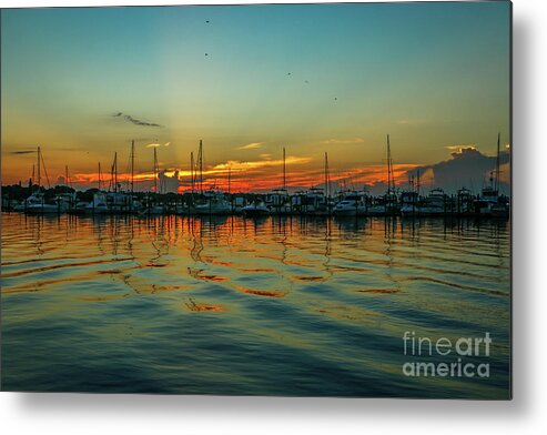 Marina Metal Print featuring the photograph Marina Reflection Sunrise by Tom Claud