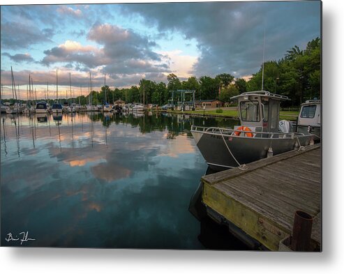Marina Under The Clouds Metal Print featuring the photograph Marina Under The Clouds by Fivefishcreative