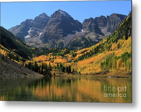 Maroon Bells Metal Print featuring the photograph Maroon Bells in Fall by Paula Guttilla