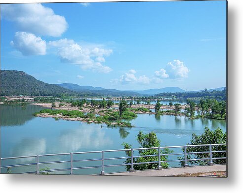 Scenic Metal Print featuring the photograph Mekong River and Laos in the Distance DTHU0988 by Gerry Gantt