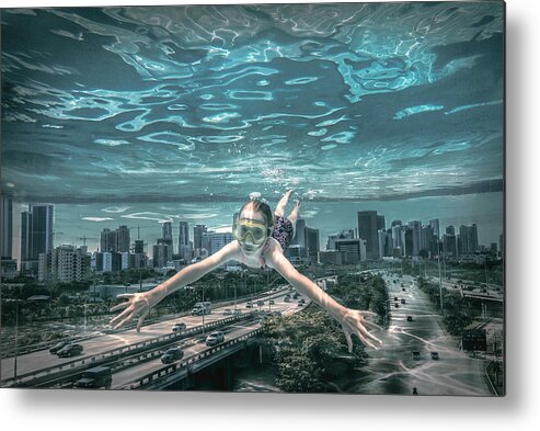 Creative Metal Print featuring the photograph Miami City Diver by Marcus Hennen