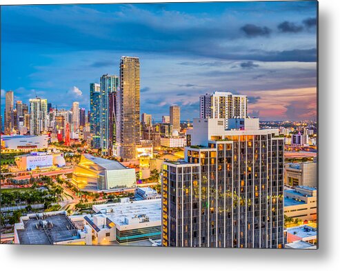 Landscape Metal Print featuring the photograph Miami, Florida, Usa Aerial Skyline by Sean Pavone