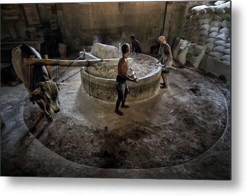 Documentary Metal Print featuring the photograph Mie Lethek Processing by Fauzan Maududdin