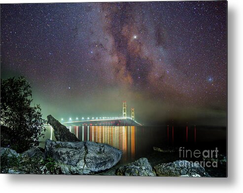Milky Way Metal Print featuring the digital art Milky Way Over The Bridge Mackinaw by Norris Seward
