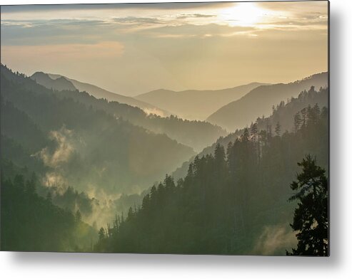  Metal Print featuring the photograph Mists on the Great Smokies by Douglas Wielfaert