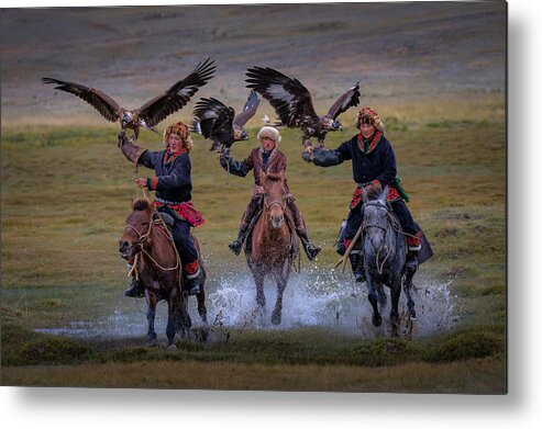 Mongolia Metal Print featuring the photograph Mongolia, Kazakh Eagle Hunters-20775 by Raimondo Restelli