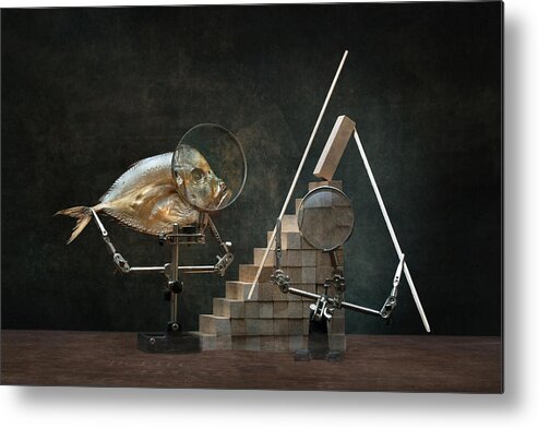 Still Life Metal Print featuring the photograph Moonfish And Pyramid Construction by Brig Barkow