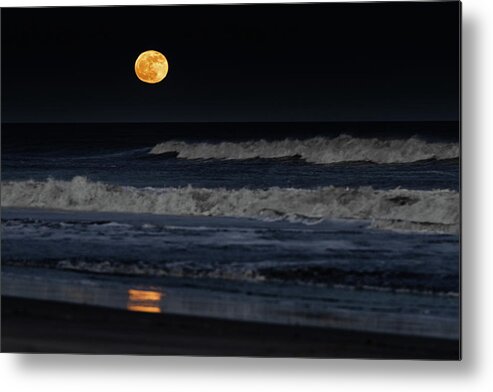 Moonrise Metal Print featuring the photograph Moonrise over Assateague Island Beach by William Dickman