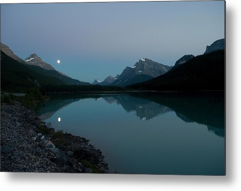 Tranquility Metal Print featuring the photograph Moonrise, Waterfowl Lake, Banff by Design Pics/robert Brown