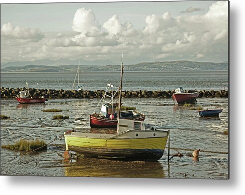 Morecambe Metal Print featuring the photograph MORECAMBE. Boats On The Shore. by Lachlan Main