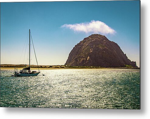 California Beach City Metal Print featuring the photograph Morro Rock in Morro Bay by Donald Pash