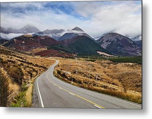 Landscape Metal Print featuring the photograph Mountain Landscape With Road And Cloudy by DPK-Photo