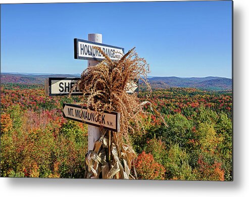 Brattleboro Metal Print featuring the photograph Hogback Mountain Scenic Overlook Sign Brattleboro VT Scenic Overlook Beautiful Fall Foliage by Toby McGuire