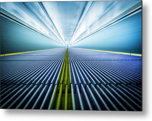 Ceiling Metal Print featuring the photograph Moving Walkway At The Airport by Bjdlzx