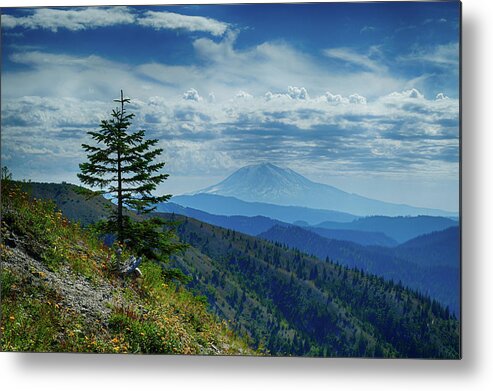 Glacier Metal Print featuring the photograph Mt Adams seen from Mount St. Helens by Steve Estvanik