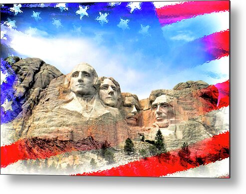 David Lawson Photography Metal Print featuring the photograph Mt Rushmore Flag Frame by David Lawson