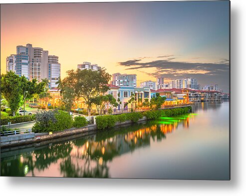 Landscape Metal Print featuring the photograph Naples, Florida, Usa Downtown Skyline by Sean Pavone