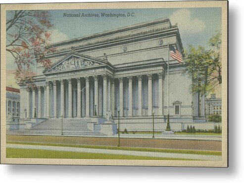 Wag Public Metal Print featuring the painting National Archives Washington D.c. by Unknown