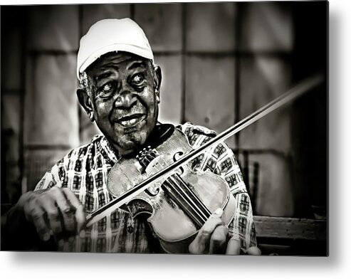 Musician Metal Print featuring the photograph New York Street Fiddler by Pheasant Run Gallery