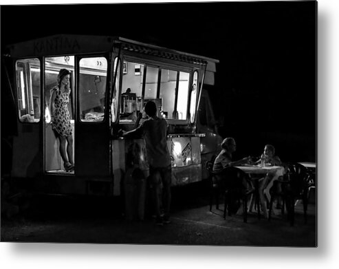 Night Metal Print featuring the photograph Night At The Kiosk by Francesco Martinelli