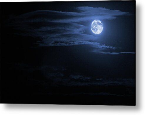 Thunderstorm Metal Print featuring the photograph Night Sky And Moon by Mariusfm77