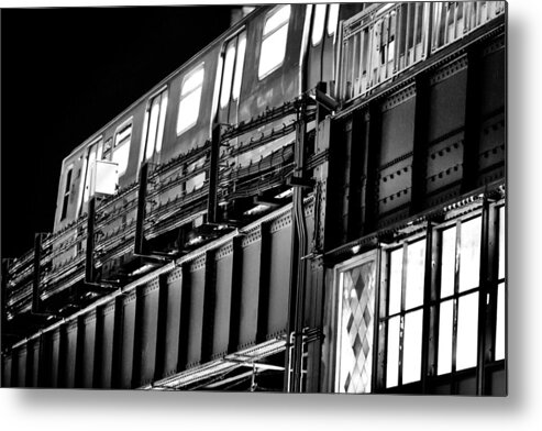 New York City Subway Metal Print featuring the photograph Night Trains No.6 - Astoria-Bound New York City Subway Train at Queensboro Plaza Station by Steve Ember