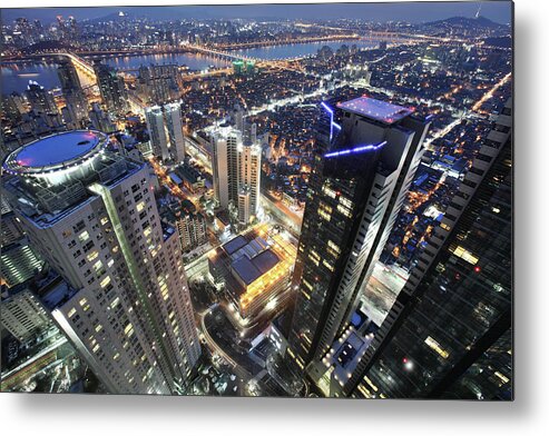 Tranquility Metal Print featuring the photograph Night View Of Seoul, Korea by 60characters