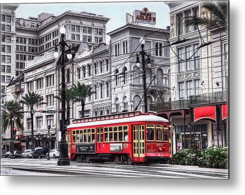 Nola-canal St Trolley Metal Print featuring the photograph Nola-canal St Trolley by Tammy Wetzel