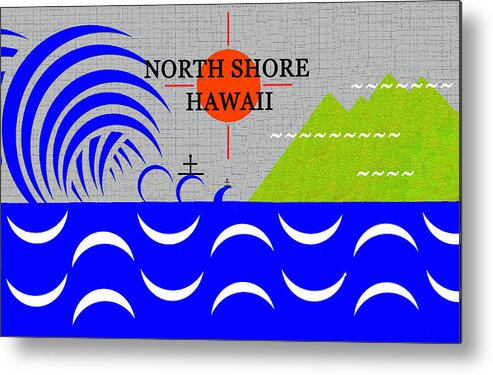 North Shore Hawaii Metal Print featuring the digital art North Shore Hawaii surfing art by David Lee Thompson