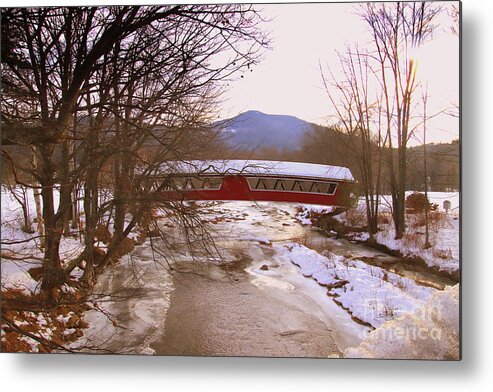 Covered Bridge Metal Print featuring the photograph Northern New England in Winter by Lennie Malvone