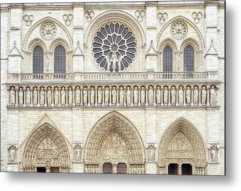 Notre Dame Facade Details I Metal Print featuring the photograph Notre Dame Facade Details I by Cora Niele