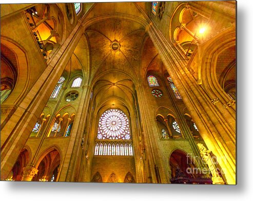 Paris Metal Print featuring the photograph Notre Dame rose window by Benny Marty