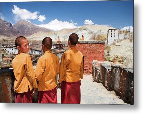 Chinese Culture Metal Print featuring the photograph Novice Monks In Tibetan Monastery by Hadynyah
