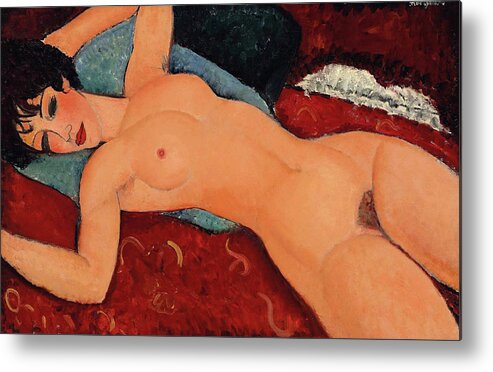 Nu Couche Metal Print featuring the painting Nu couche - Digital Remastered Edition by Amedeo Modigliani