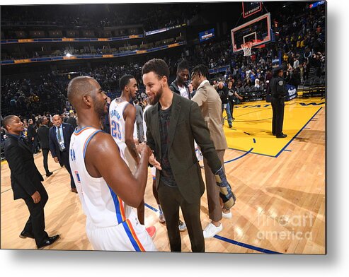 Chris Paul Metal Print featuring the photograph Oklahoma City Thunder V Golden State by Noah Graham
