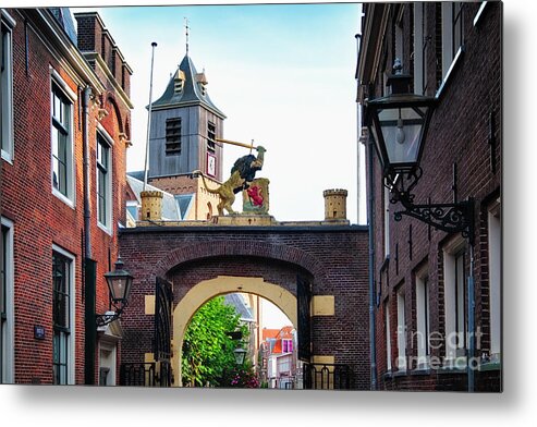 Leiden Metal Print featuring the photograph Old City Gate of Leiden by George Oze