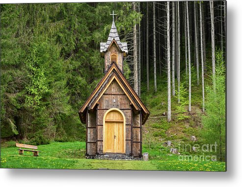 Old Metal Print featuring the photograph Old Wooden Chapel by Les Palenik