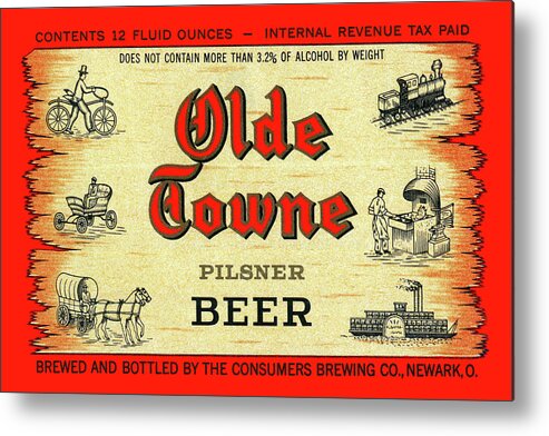 Olde Towne Pilsner Beer Metal Print featuring the painting Olde Towne Pilsner Beer by Unknown