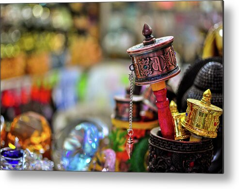 Large Group Of Objects Metal Print featuring the photograph Om Mani Padme Hum - Manali, India by Vineeth Mekkat