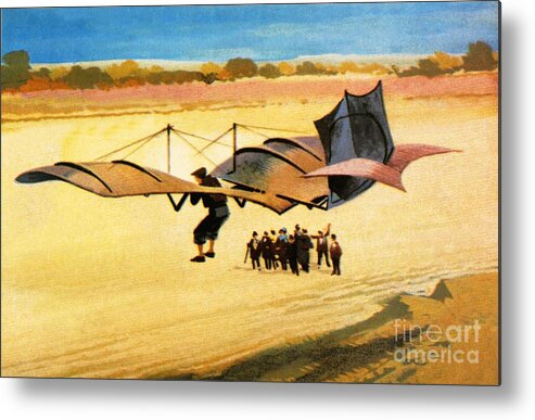 Early Aviation Metal Print featuring the painting Otto Lilienthal by Ferdinando Tacconi