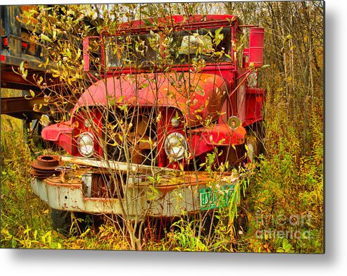 Fire Truck Metal Print featuring the photograph Overgrown Around The Tanker by Adam Jewell