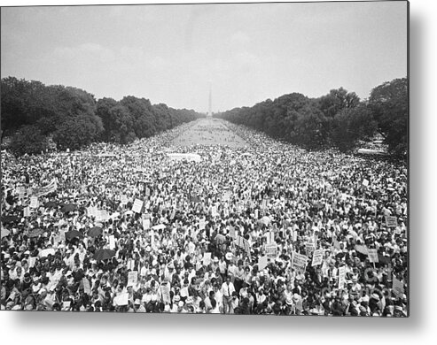 Crowd Of People Metal Print featuring the photograph Overhead Of Massive Demonstration Crowd by Bettmann