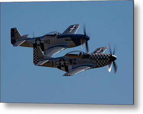 P-51 Mustang Metal Print featuring the photograph P-51 Mustangs Helen and Mary by Airpower Art