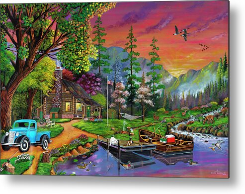 Paradise Sunset Metal Print featuring the painting Paradise Sunset by Joshua Ben King