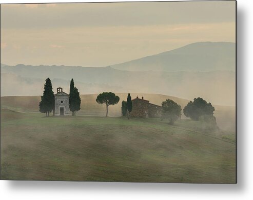 Sunrise Metal Print featuring the photograph Pastel sunrise in Toscany by Jaroslaw Blaminsky