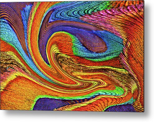 Peacock Metal Print featuring the photograph Peacock Feather Swirl by Minnie Gallman