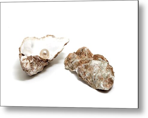 Oyster Metal Print featuring the photograph Pearl In Shell by Ursula Alter