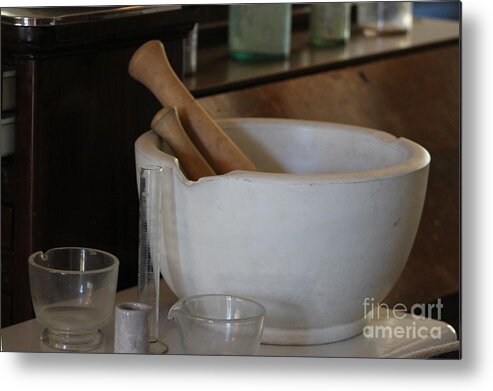 Apothecary Metal Print featuring the photograph Pestle and Mortar at Fort Stanton New Mexico by Colleen Cornelius